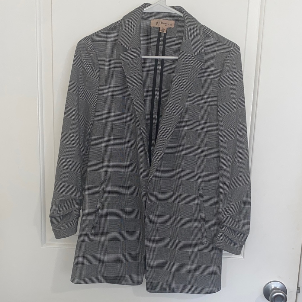 Philosophy Gray Plaid Blazer